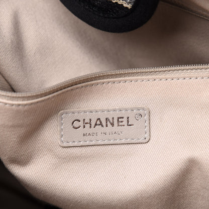 Chanel Striped Canvas Medium Deauville Tote Black 6 of 12
