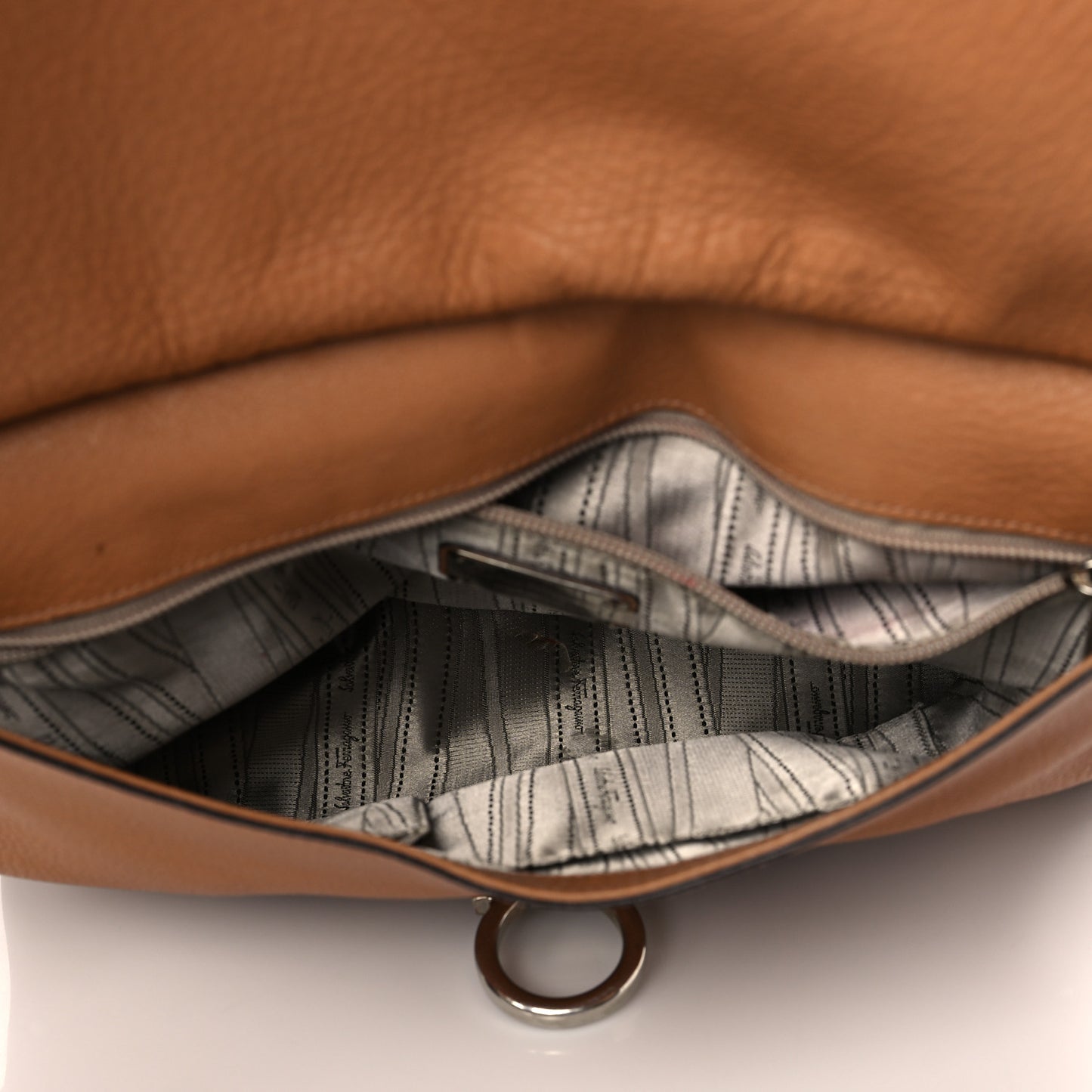 Calfskin Gancini Flap Shoulder Bag Brown