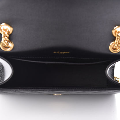 Saint Laurent Grain De Poudre Matelasse Chevron Medium Monogram Satchel Black 8 of 11