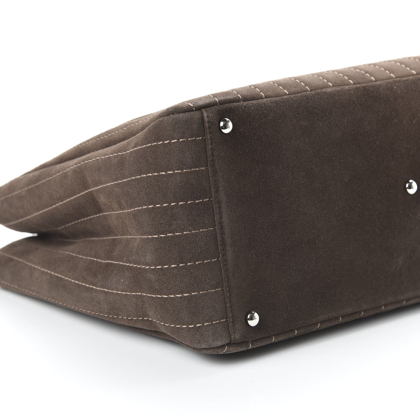 Suede Quilted Vertical Tote Brown