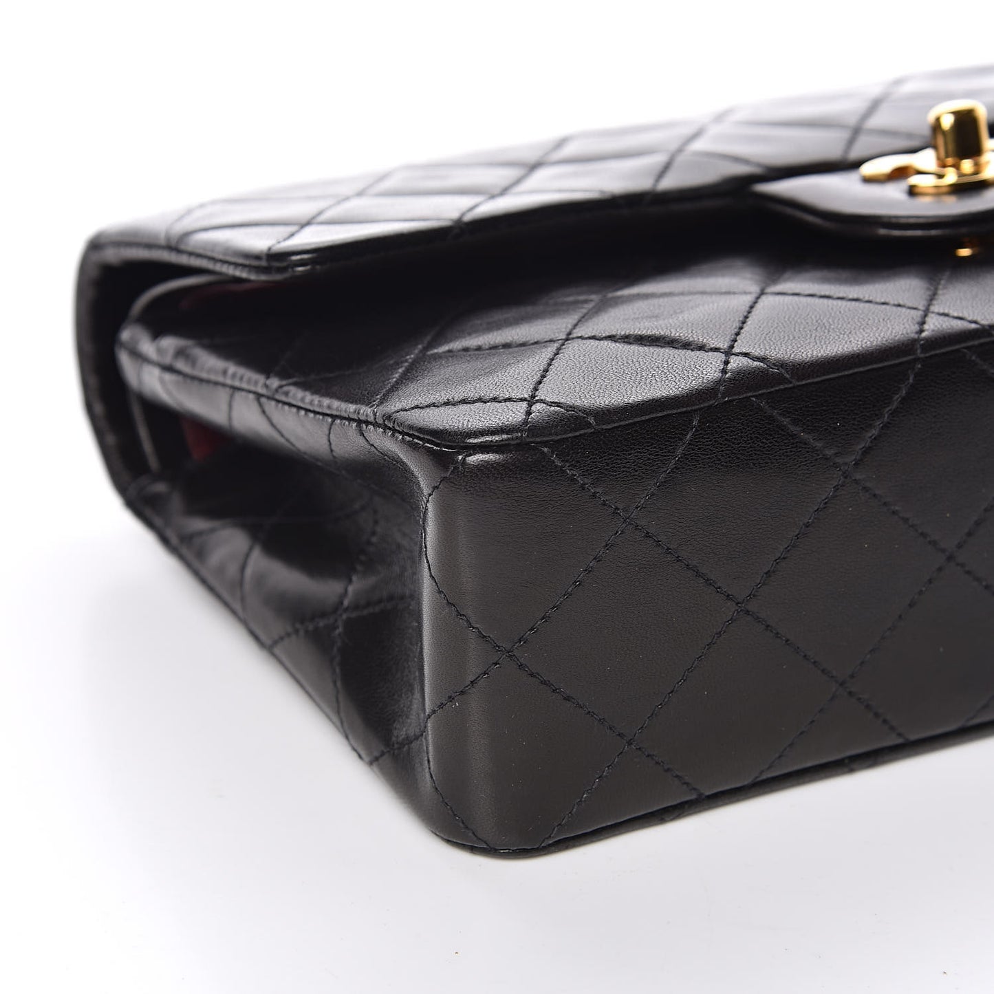 Lambskin Quilted Small Double Flap Black