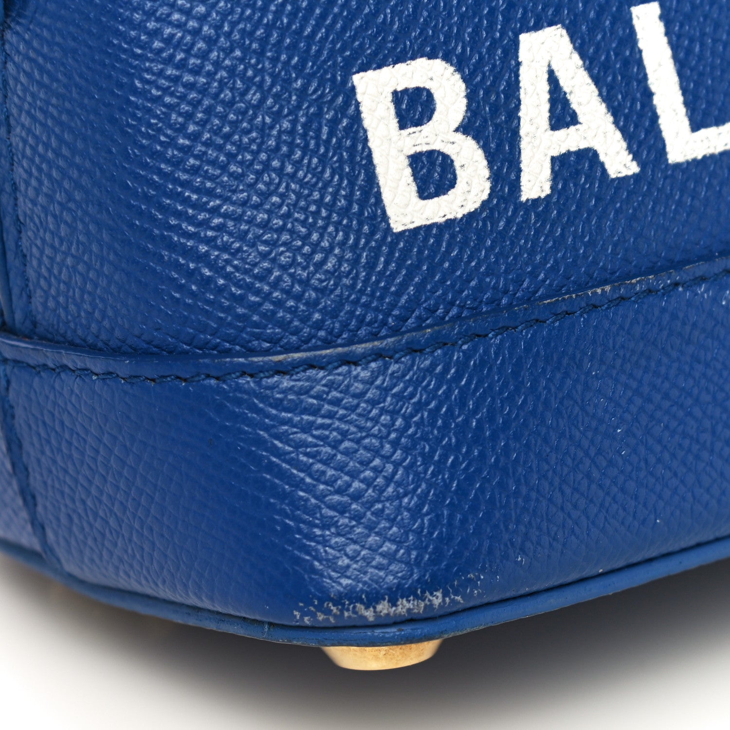 Balenciaga Signature Grained Calfskin Logo XXS Ville Top Handle Bag Bleu Roi White 11 of 20