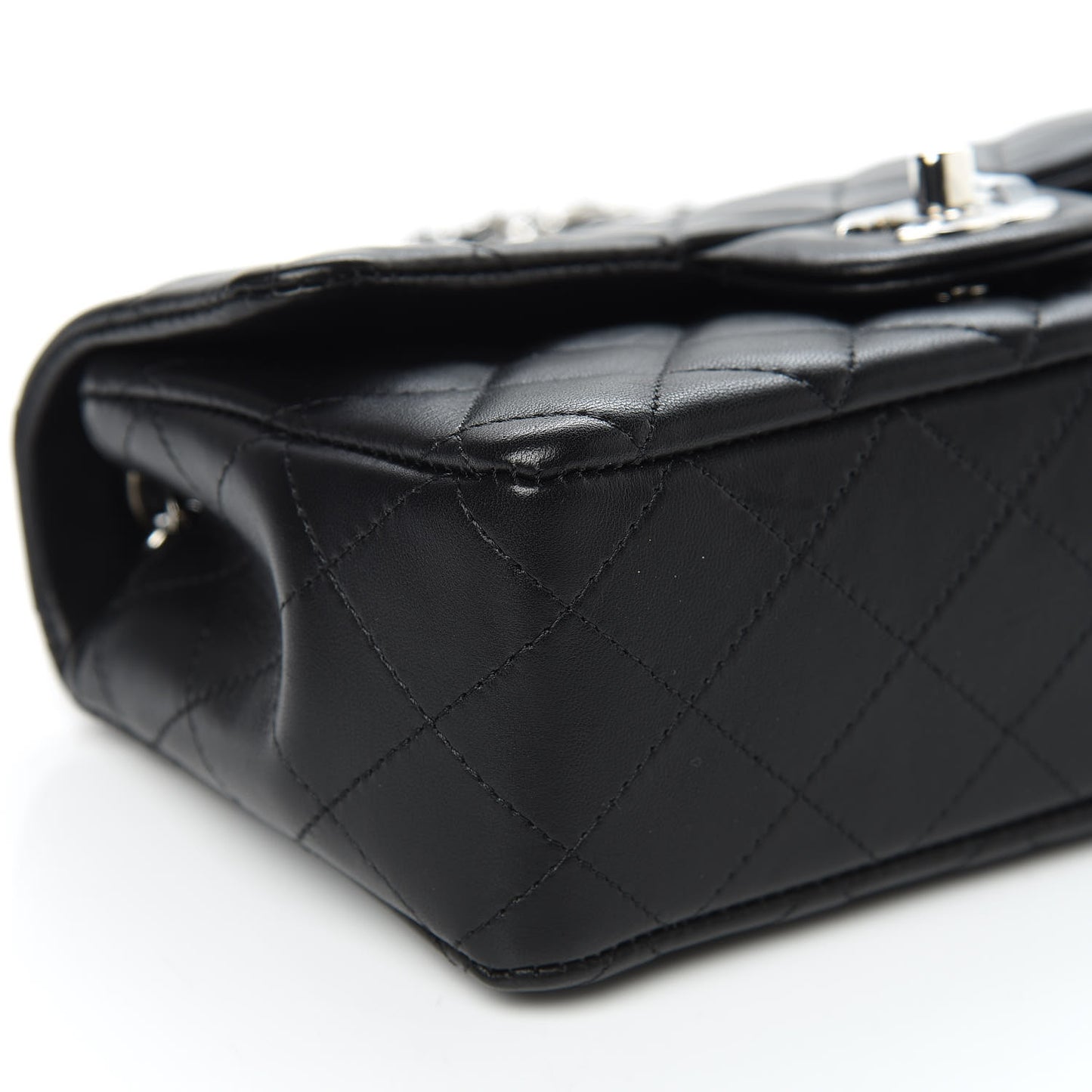 Lambskin Quilted Mini Rectangular Flap Black