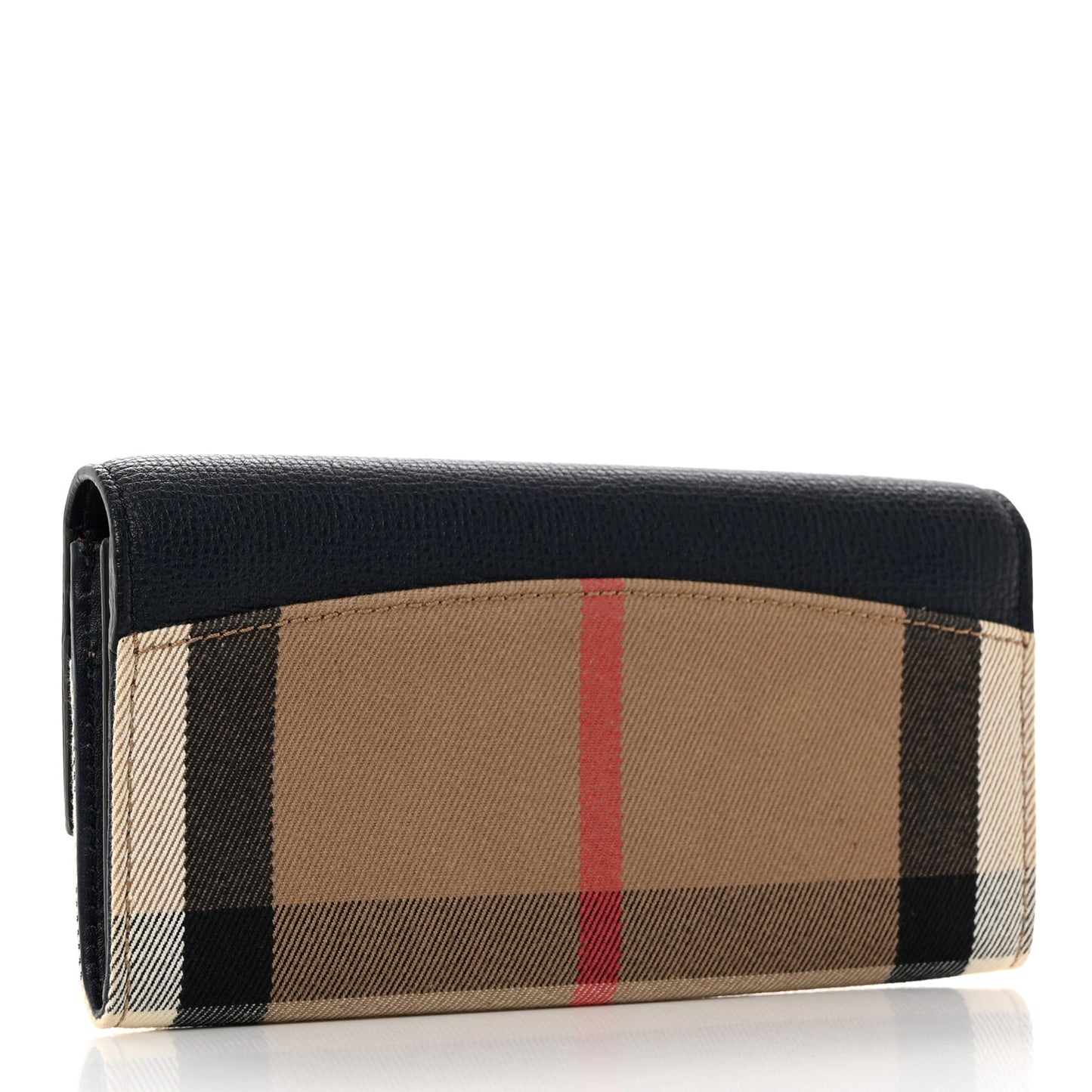 Grainy Calfskin House Check Porter Continental Wallet Navy