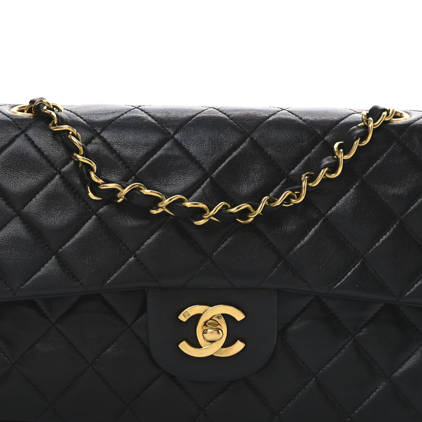 Lambskin Quilted Small Double Flap Black