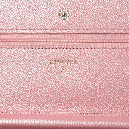 Chanel Iridescent Caviar Quilted Wallet on Chain WOC Rose Pink 6 of 9