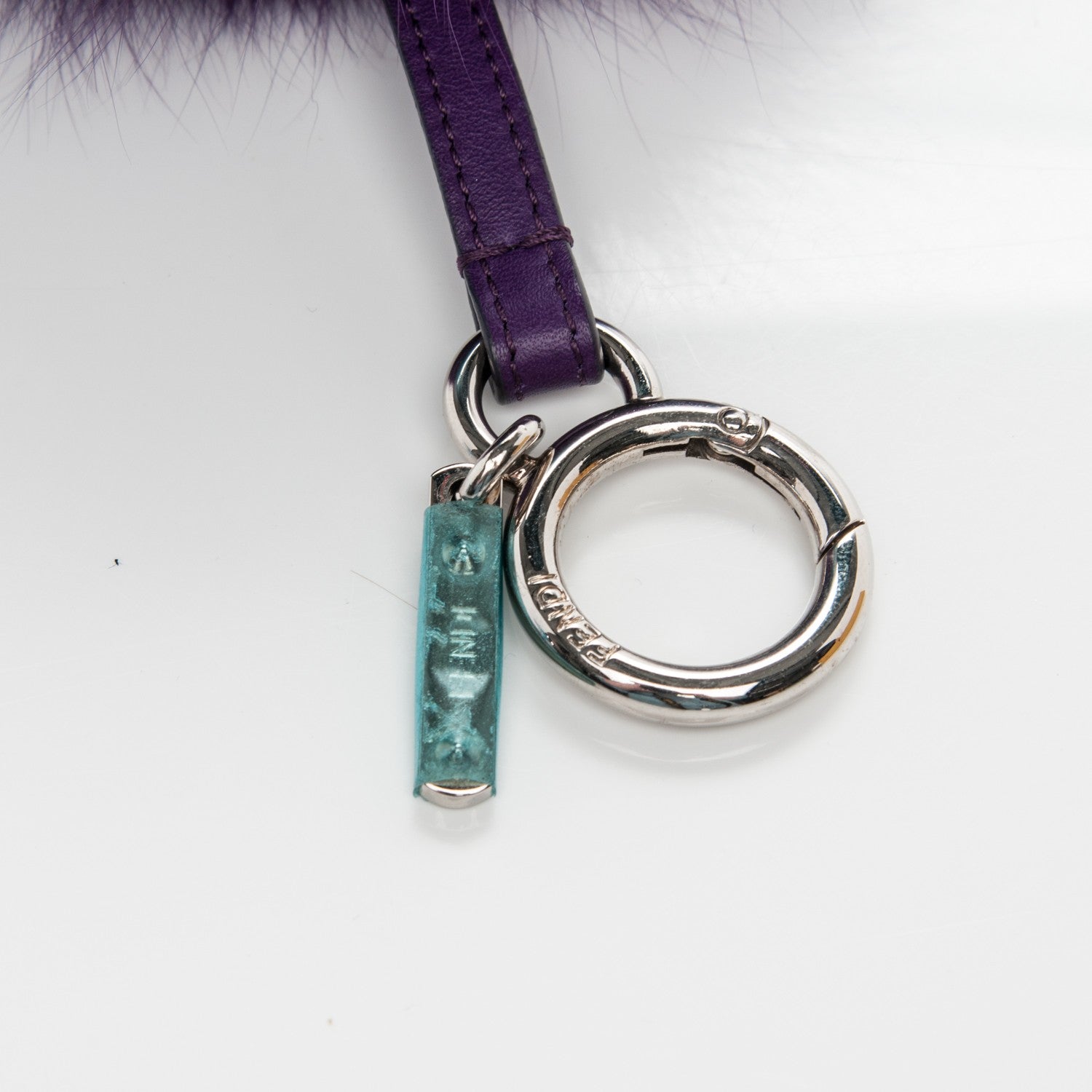 Fendi Fox Fur Shiny Nappa Bi-Color M ABCharm Bag Charm Viola Lago Viola Plus 3 of 4