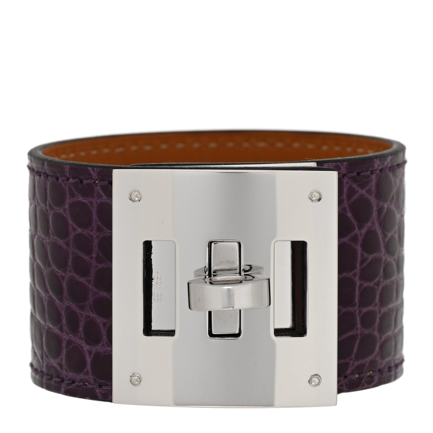 Shiny Alligator Kelly Dog Cuff Amethyst
