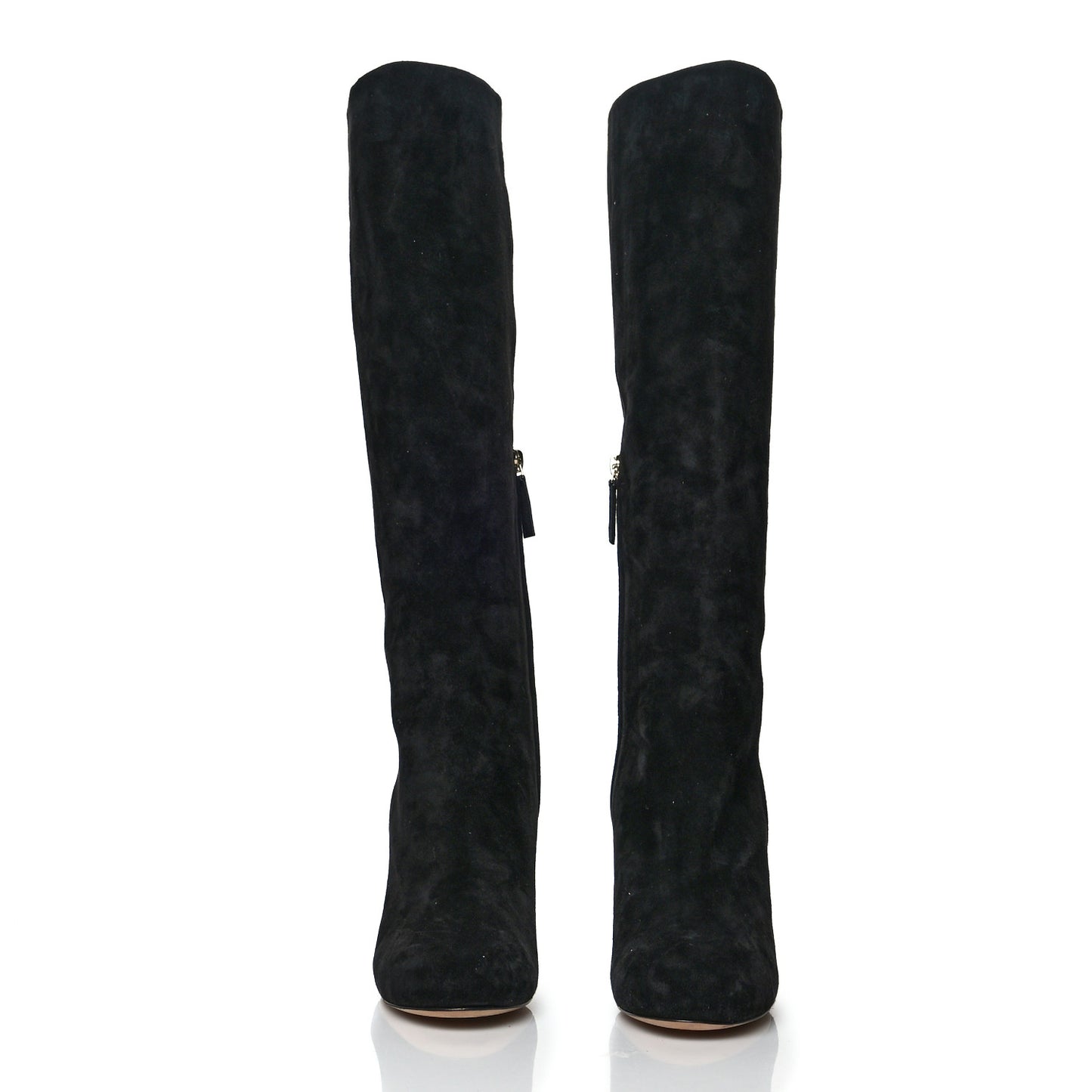 Suede Round Toe High Boots 37 Black