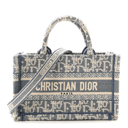 Christian Dior Oblique Mini Book Tote With Strap Light Blue Multicolor 1 of 11