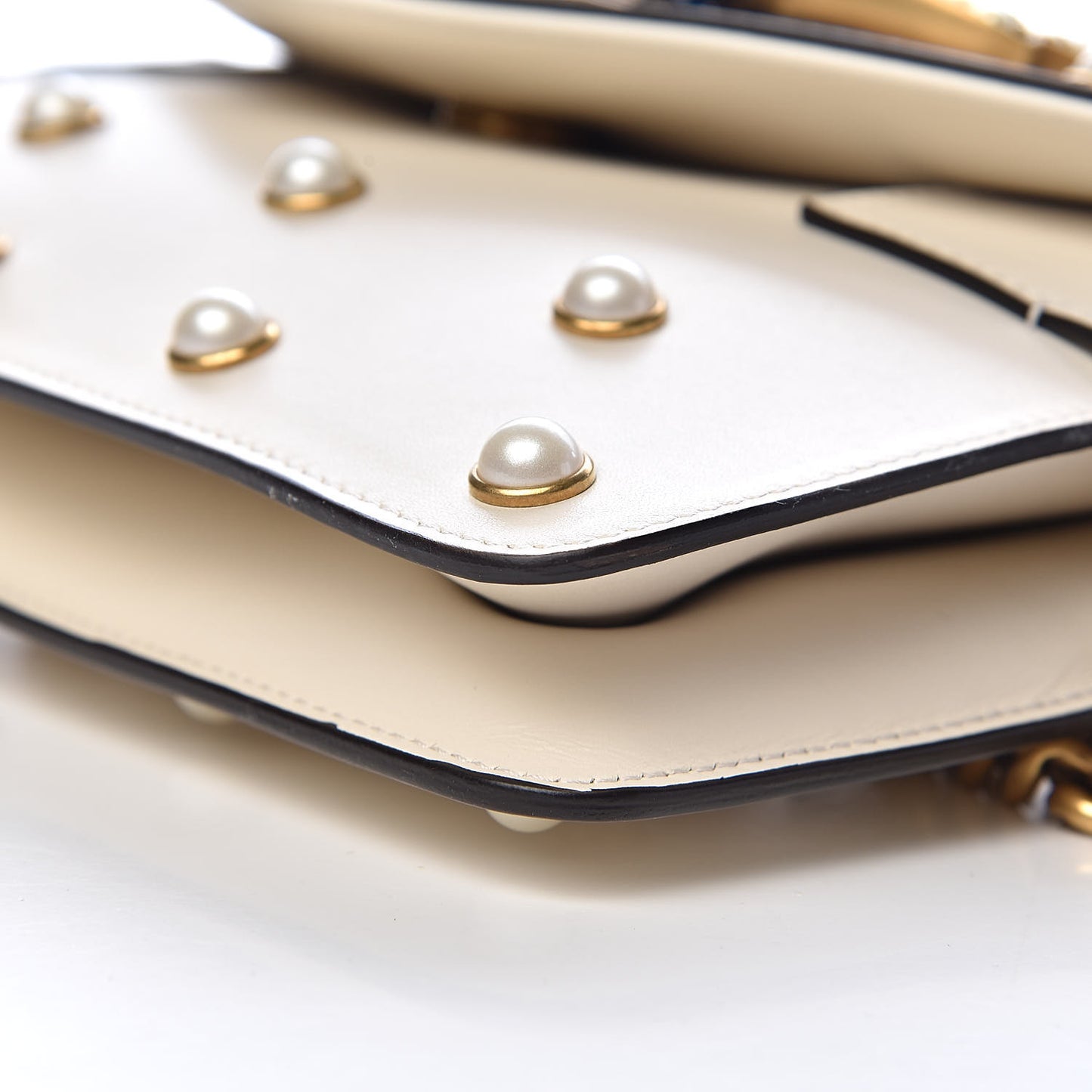 Nappa Pearl Studded Mini Queen Margaret Broadway Shoulder Bag Mystic White