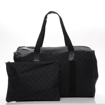Gucci Denim Monogram Large Collapsible Carry On Duffle Black 3 of 10