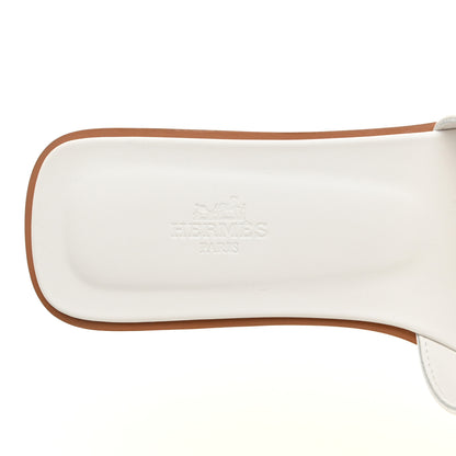 Hermes Box Calfskin Oran Sandals 39.5 White 7 of 8
