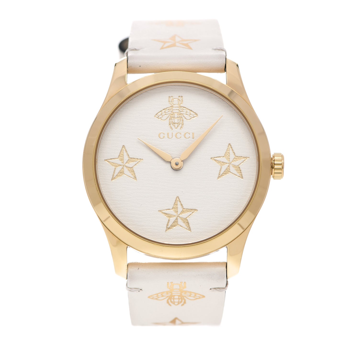 Stainless Steel Calfskin 38mm G-Timeless Bee Star Quartz Watch White