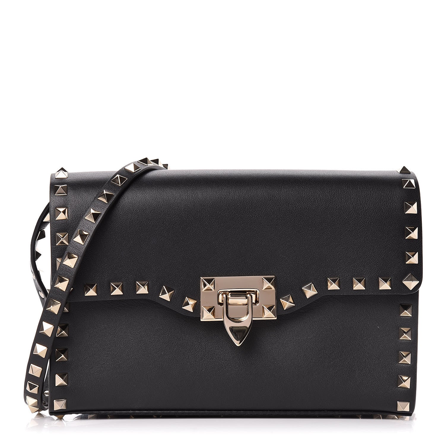 Valentino Garavani Vitello Medium Rockstud Flip Lock Crossbody Bag Black 1 of 9