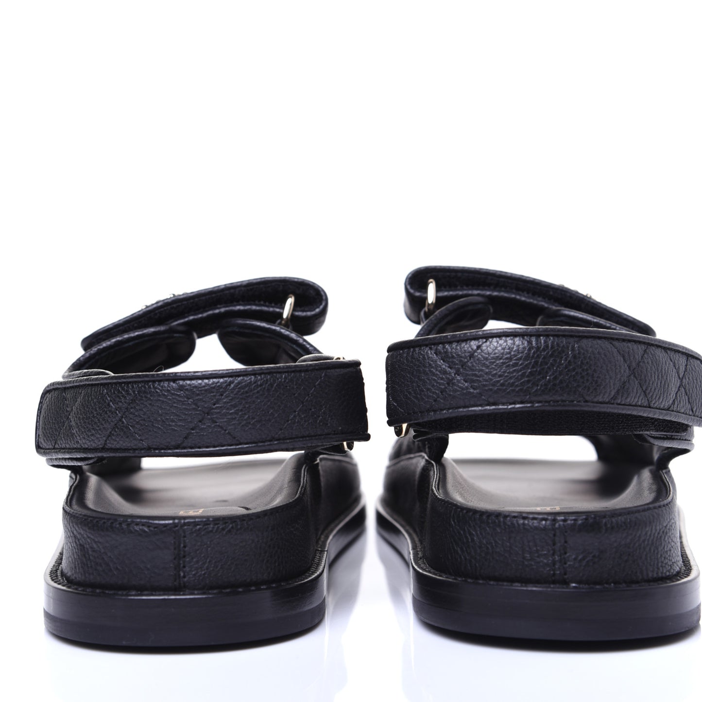 Grained Calfskin Velcro Dad Sandals 37.5 Black