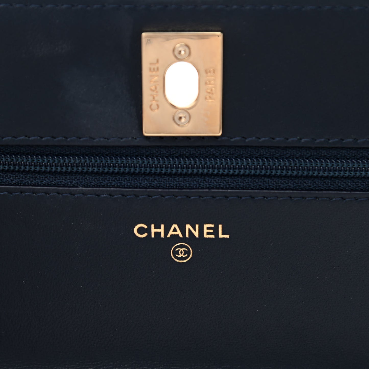 Lambskin Quilted Trendy CC Wallet On Chain WOC Navy