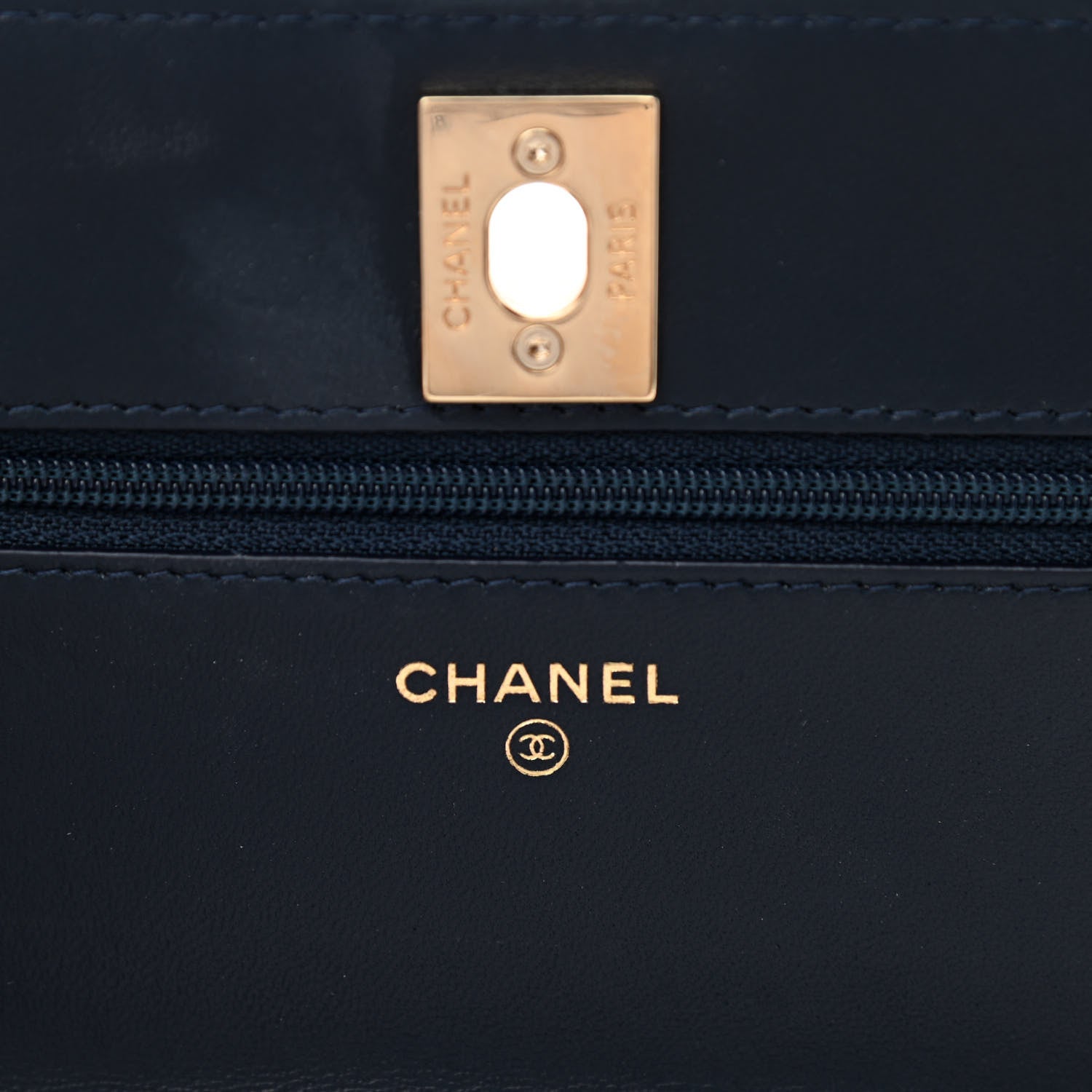 Chanel Lambskin Quilted Trendy CC Wallet On Chain WOC Navy 6 of 13