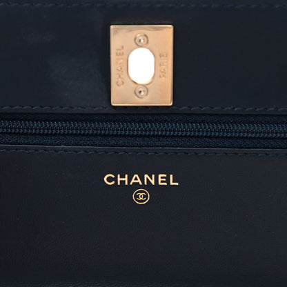 Chanel Lambskin Quilted Trendy CC Wallet On Chain WOC Navy 6 of 13