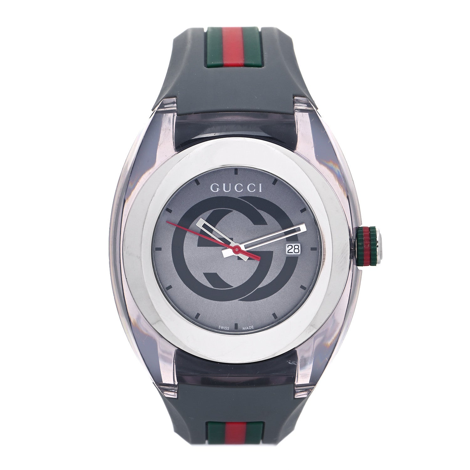 Gucci Stainless Steel Rubber 46mm Sync Web Quartz Watch Grey 1 of 6