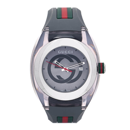 Gucci Stainless Steel Rubber 46mm Sync Web Quartz Watch Grey 1 of 6