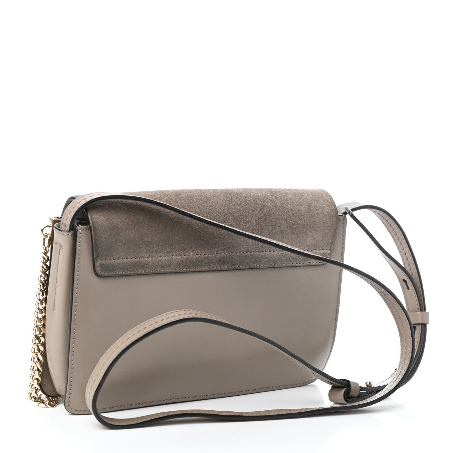 Suede Calfskin Small Faye Shoulder Bag Motty Grey