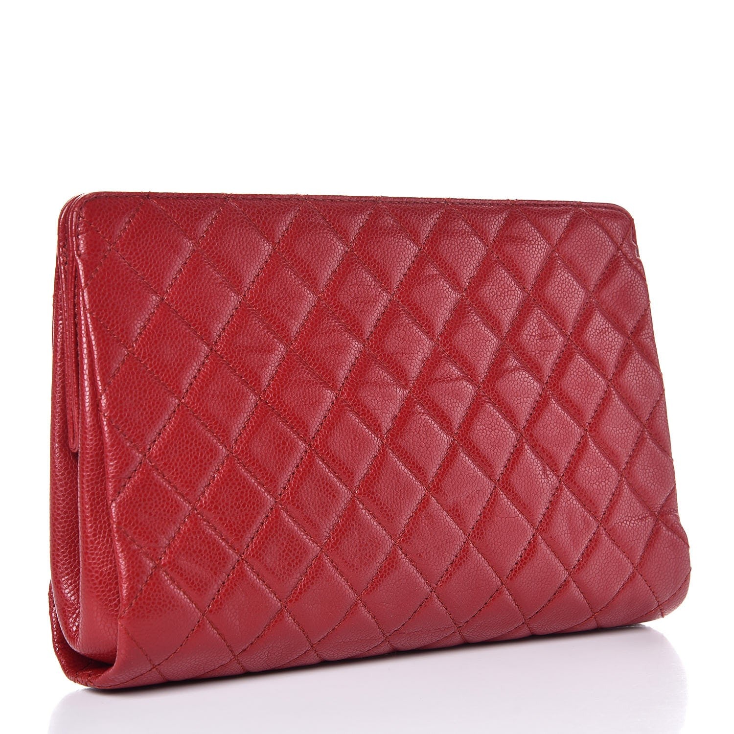 Chanel Caviar Quilted Large CC Clutch Red 3 of 9