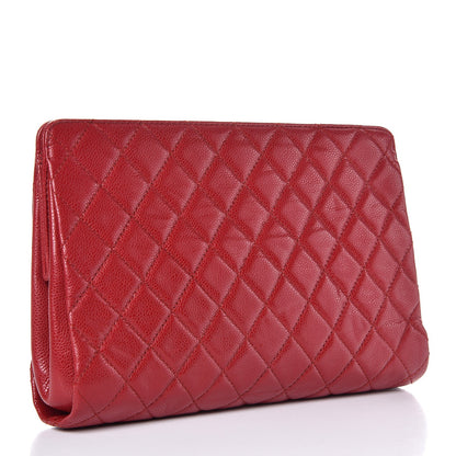 Chanel Caviar Quilted Large CC Clutch Red 3 of 9