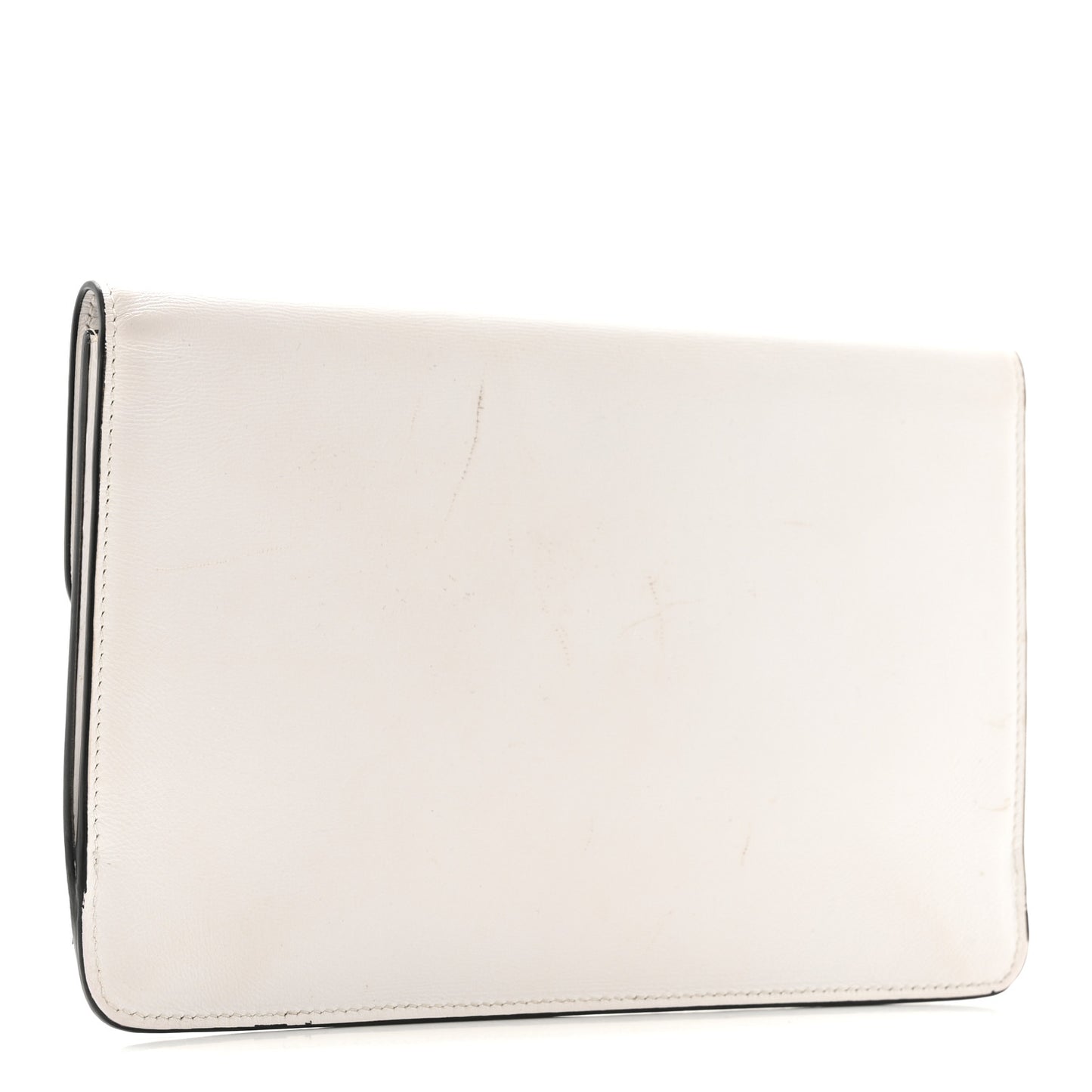 Calfskin Vlogo Envelope Clutch White