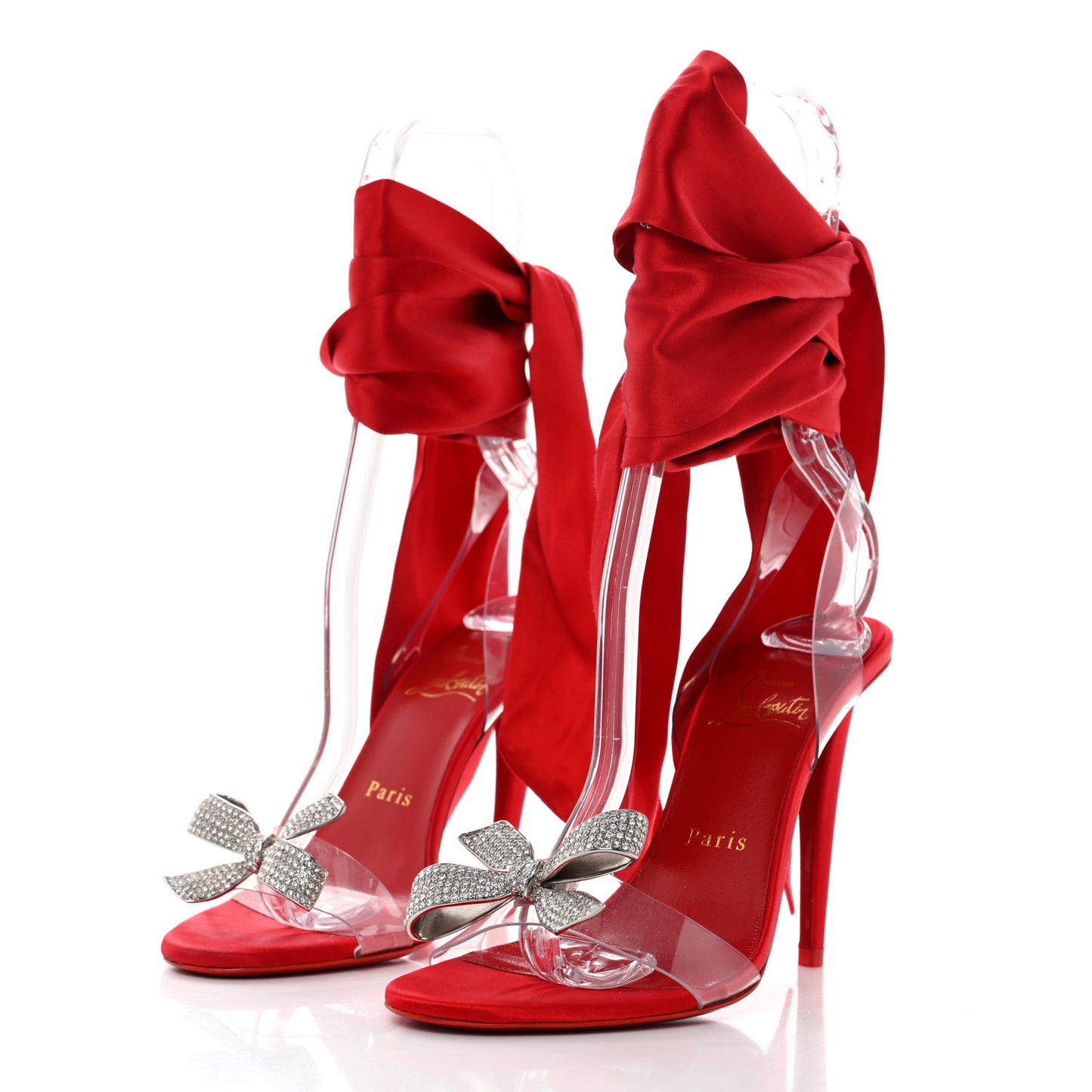 Satin Crystal PVC Astrinodo 100 Sandals 36 Lin Loubi