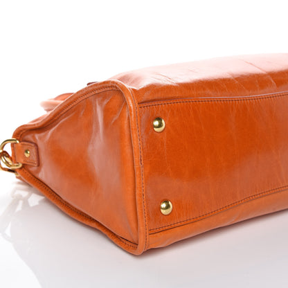 Miu Miu Vitello Shine Zip Tote Papaya 5 of 11