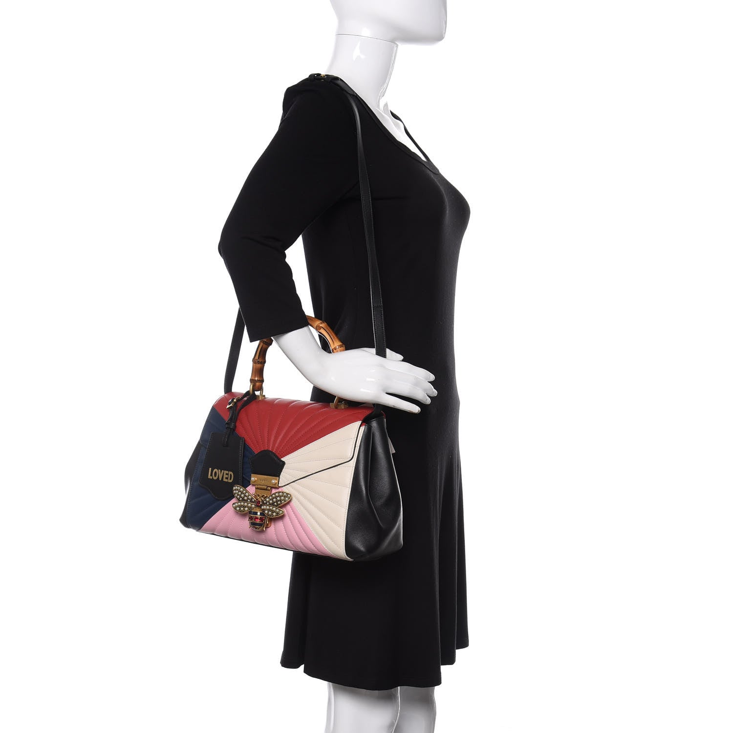 Gucci Calfskin Bamboo Trapuntata Queen Margaret Top Handle Bag Blue Agata Hibiscus Red Mystic White Sugar Pink 2 of 11