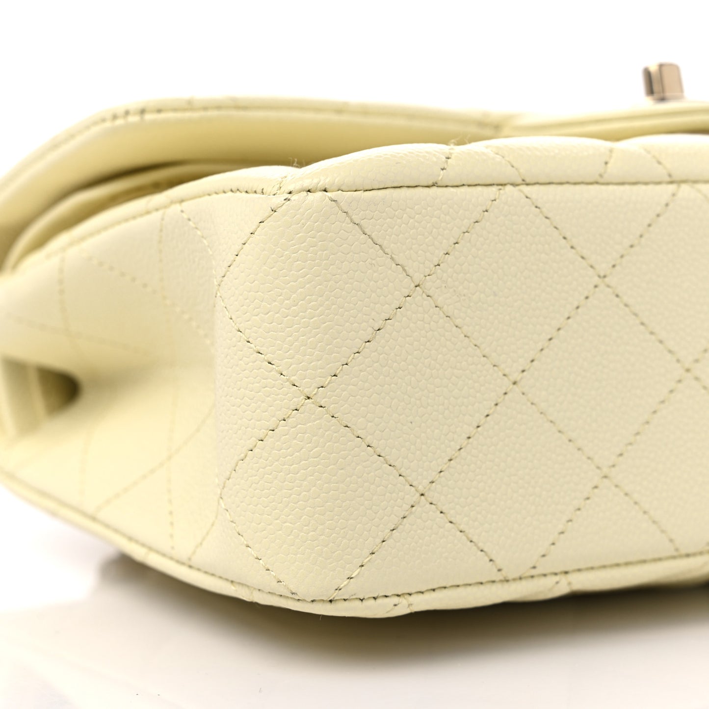 Caviar Quilted Small Double Flap Light Yellow