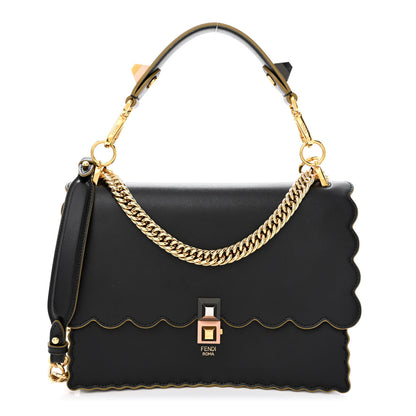 Fendi Vitello Liberty Scalloped Studded Kan I Shoulder Bag Black 1 of 10