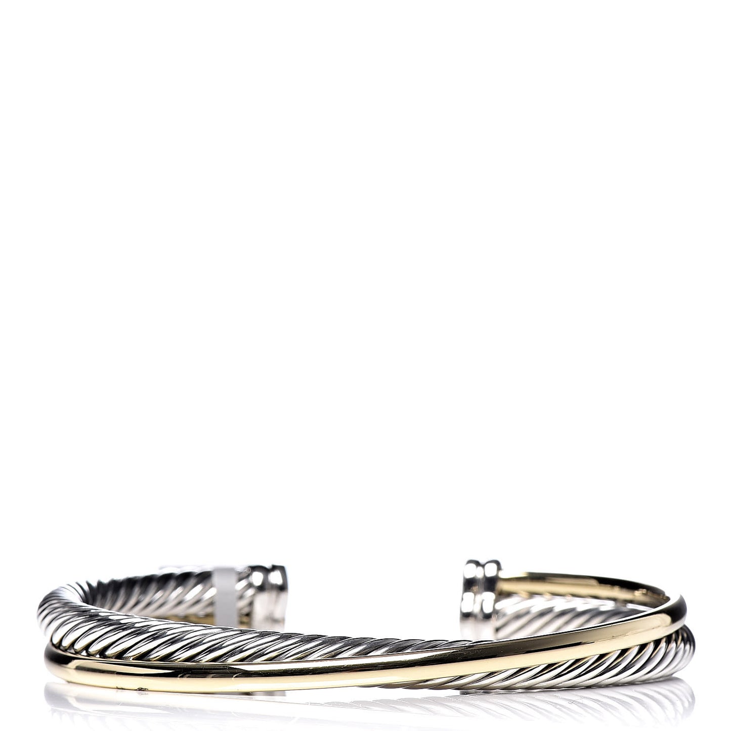 Sterling Silver 18K Yellow Gold 5mm Crossover Cuff