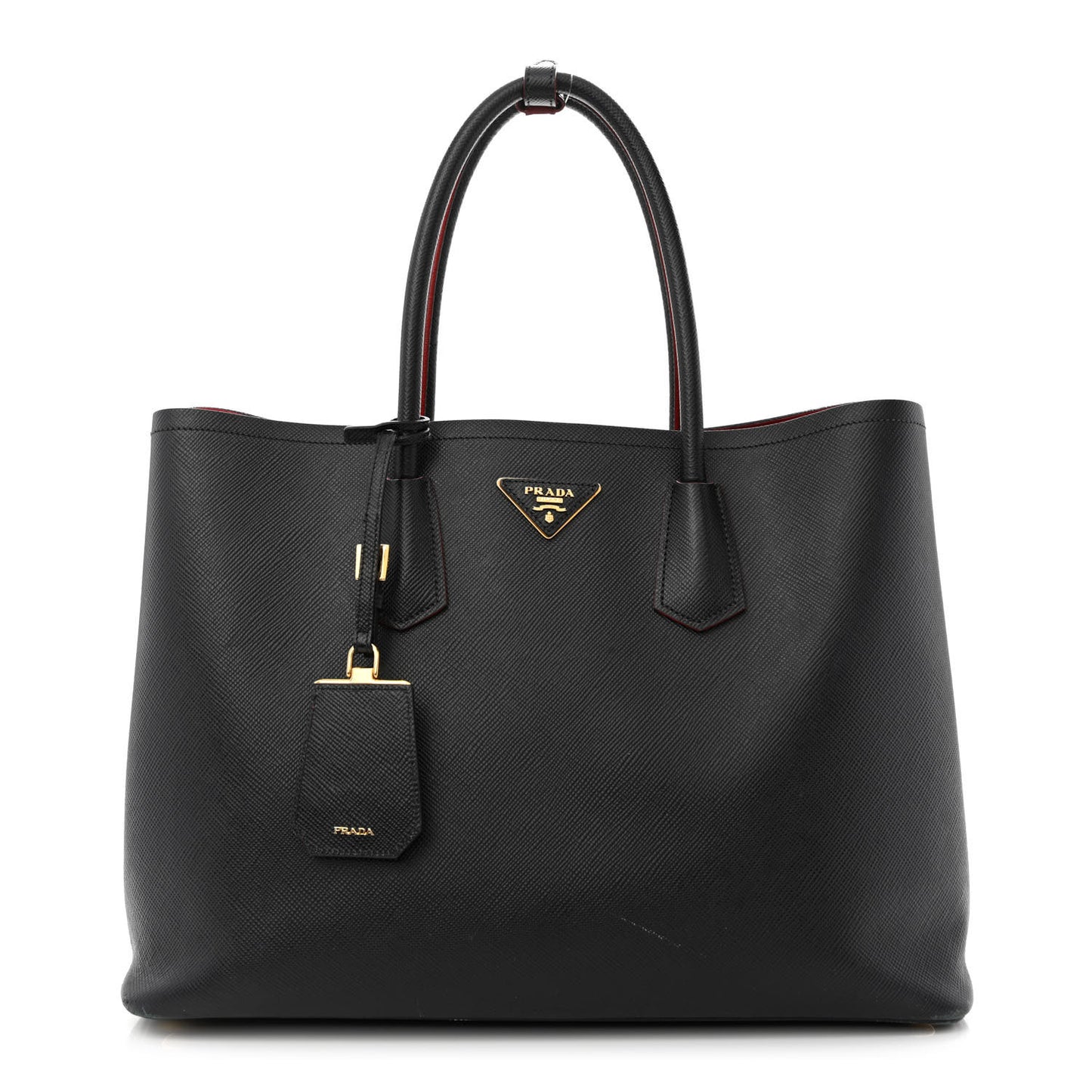 Saffiano Cuir Medium Double Bag Black Fuoco