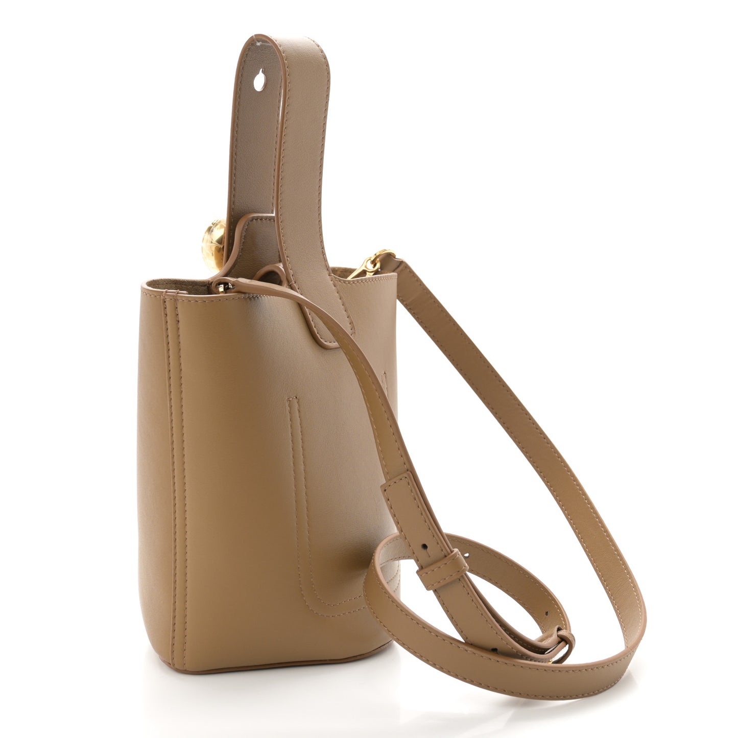 Smooth Calfskin Mini Pebble Bucket Bag Oak
