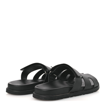 Hermes Calfskin Mens Chypre Sandals 44 Black 5 of 14