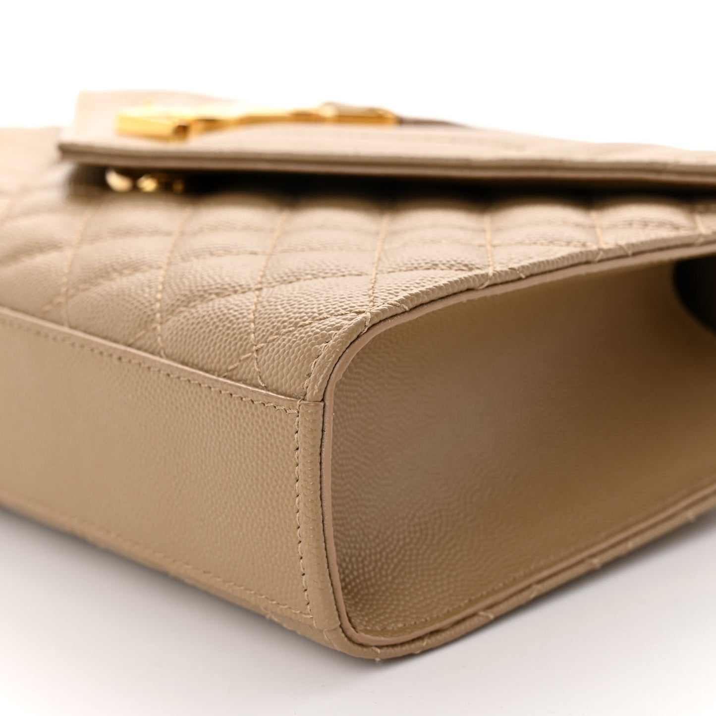 Grain De Poudre Textured Mixed Matelasse Medium Triquilt Monogram Satchel Dark Latte