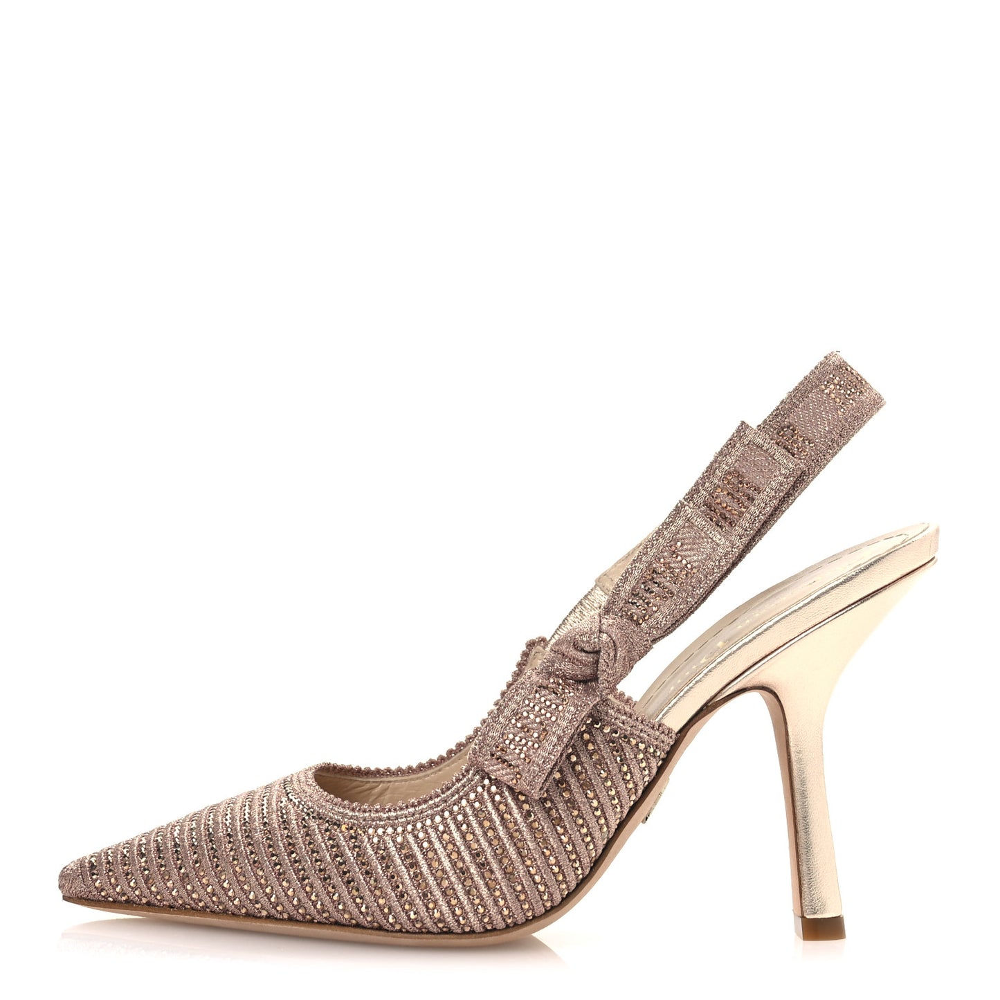 Cotton Laminated Strass J'Adior Slingback 100mm Pumps 36 Rose Des Vents