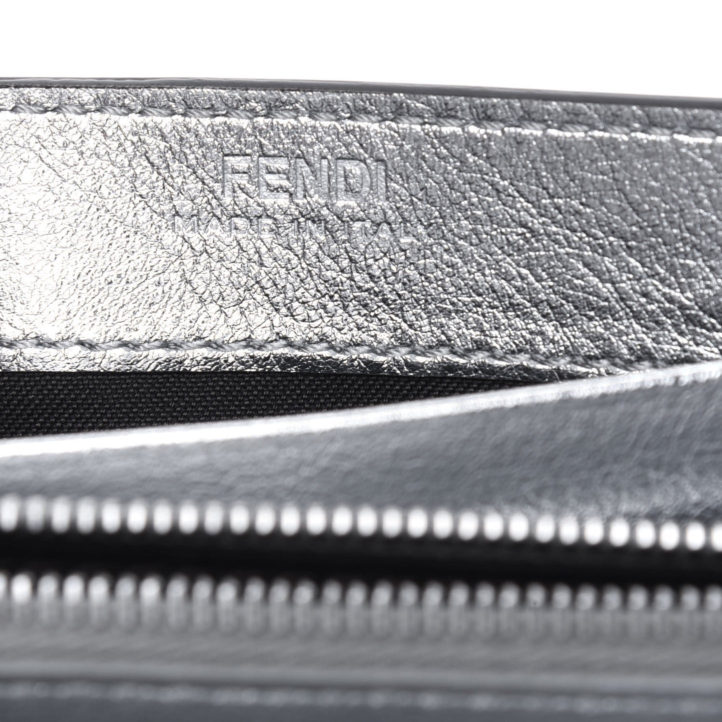 Vitello Soft Catalan Mirror F is Fendi Bi-Color FF 1974 Embossed Continental Envelope Wallet On Chain Maya Black Argento