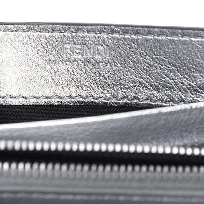 Fendi Vitello Soft Catalan Mirror F is Fendi Bi-Color FF 1974 Embossed Continental Envelope Wallet On Chain Maya Black Argento 6 of 12