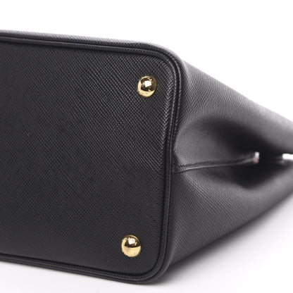Prada Saffiano Cuir Small Double Bag Black Fuoco 9 of 10