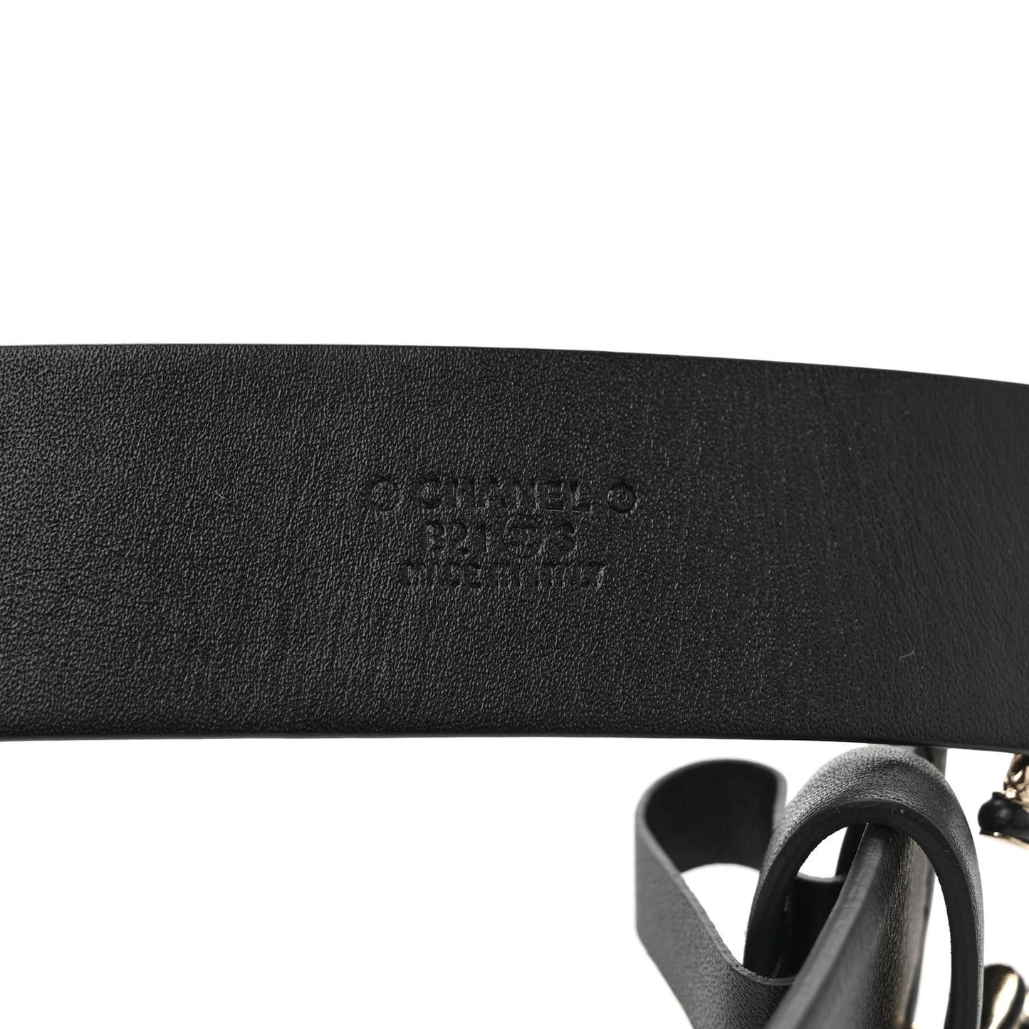 Calfskin CC Chain Belt 85 34 Black