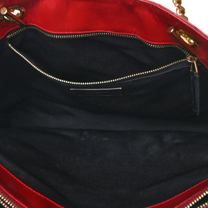 Saint Laurent Grain De Poudre Matelasse Chevron Monogram Shopping Bag Red 6 of 10