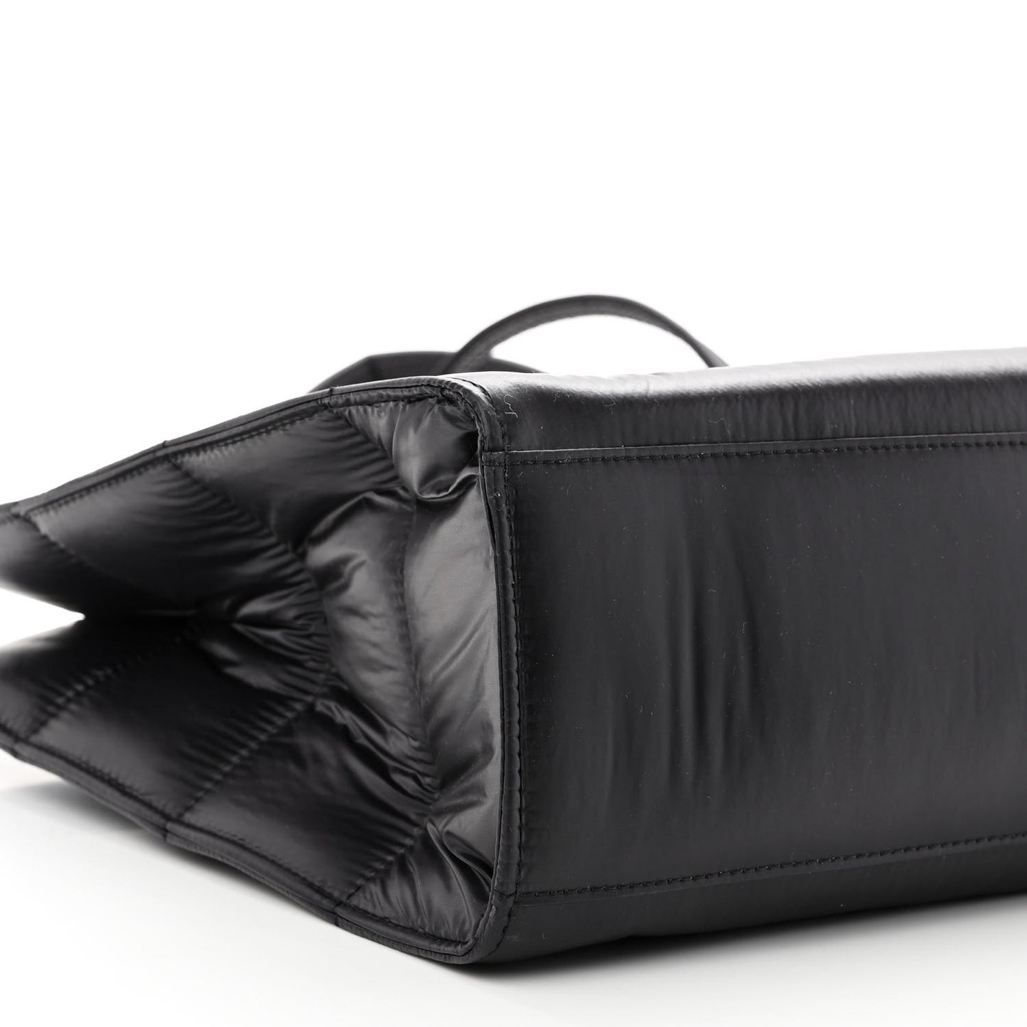 Nylon Medium Puff Shopping Bag Black
