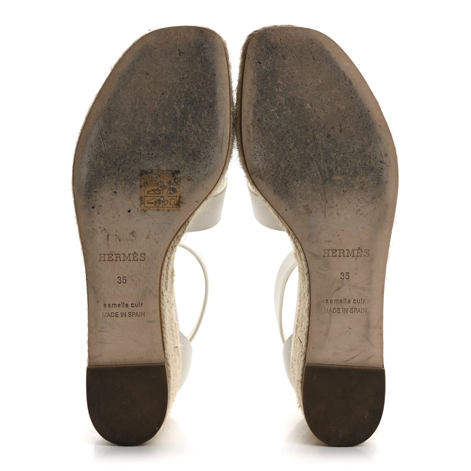 Hermes Goatskin Elda Espadrille Wedge Sandals 35 White 6 of 14