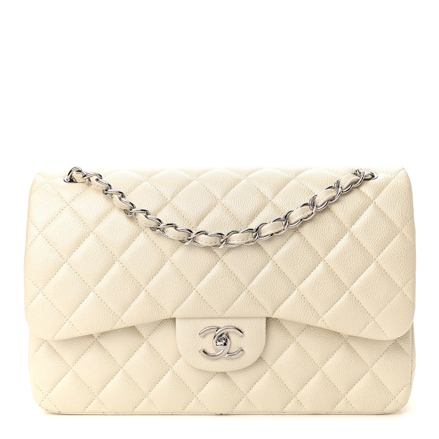 Chanel Pearly Caviar Quilted Jumbo Double Flap Dark White 1 of 10