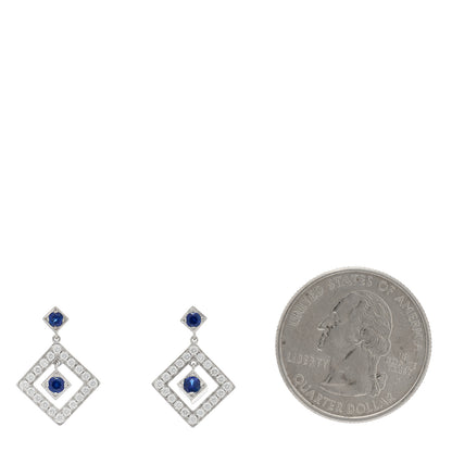 Tiffany Platinum Diamond Blue Sapphire Open Square Drop Earrings 2 of 4