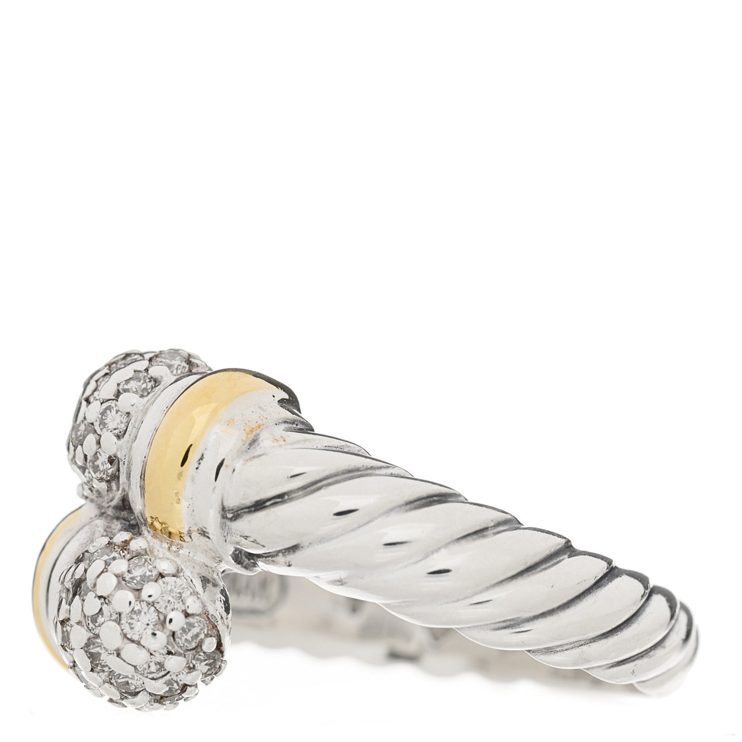 Sterling Silver 18K Yellow Gold Diamond Bypass Ring 51 5.75